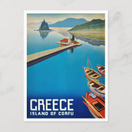 Vintage Grekland Korfu Island Travel Vykort