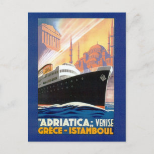 Vintage Grekland och Istanbul Ocean Liner Travel Vykort