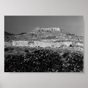 Vintage Grekland Översikt över Mycenae acropolis i Poster