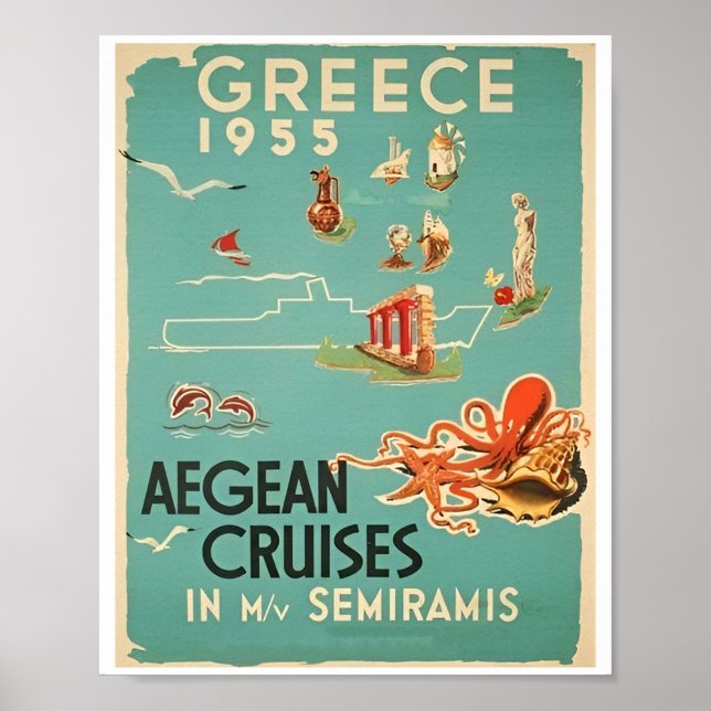 Vintage Grekland: Poster i resevatten (Framsidan)