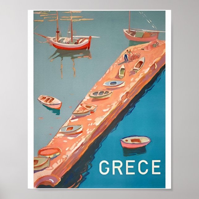 Vintage Grekland Resebuss Poster (Framsidan)