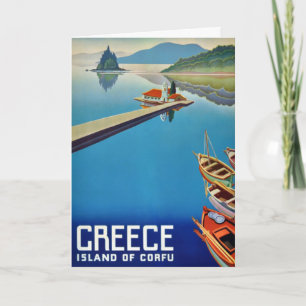 Vintage Grekland reser - ön av Corfu Kort