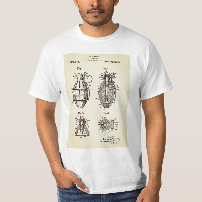 Vintage Grenade Patent T Shirt (Framsida)