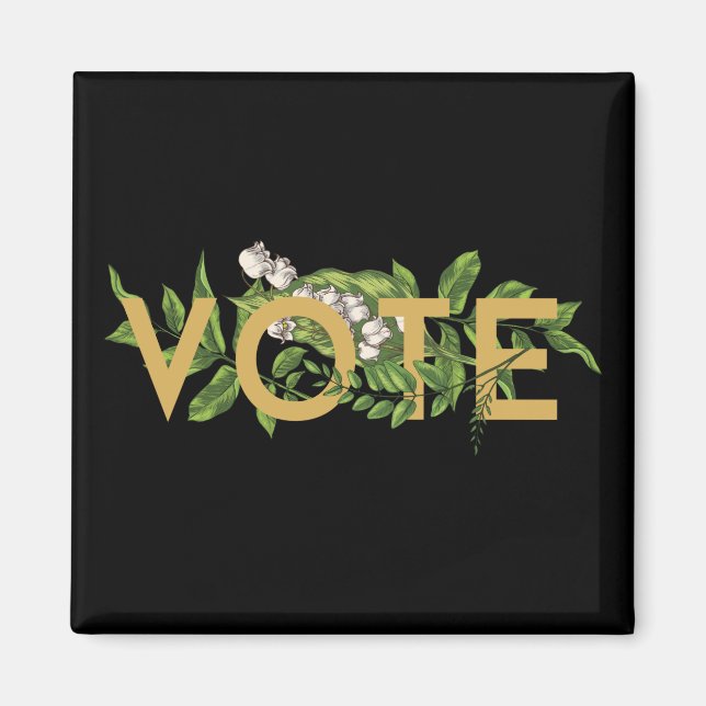 Vintage Grey Blommigt Elegant Feminine Go Vote Magnet (Framsidan)
