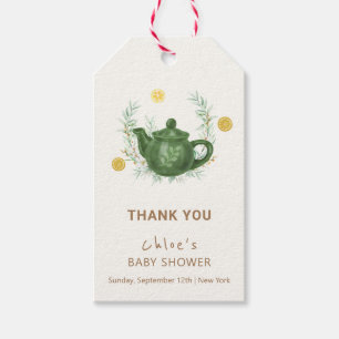 Vintage Grey Orange Par-Tea Baby Shower Presentetikett
