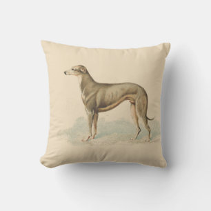Vintage Greyhound Elegant Skriv ut mjuk Rosa Cushi Kudde