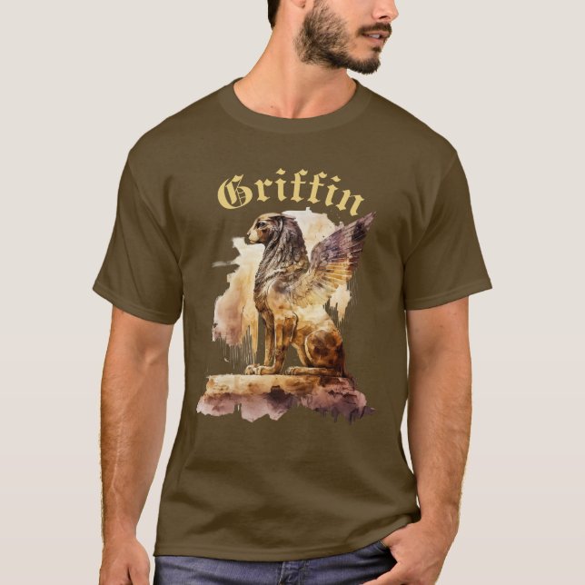 Vintage Griffin Griffin Mythology Brown Guld T Shirt (Framsida)
