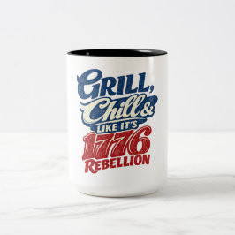 Vintage Grill Chill 1776 Rebellion Patriotisk Två-Tonad Mugg