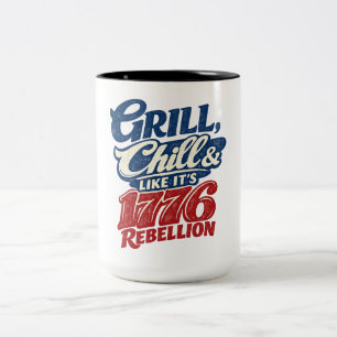 Vintage Grill Chill 1776 Rebellion Patriotisk Två-Tonad Mugg