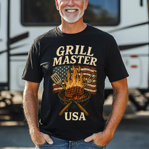 Vintage Grill Master BBQ USA T Shirt