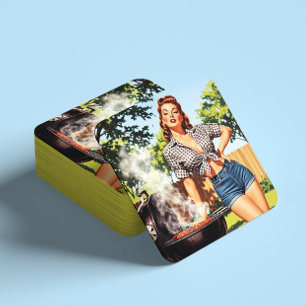 Vintage Grill Pin-up Underlägg Papper Kvadrat