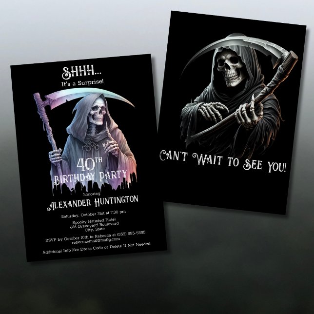 Vintage Grim Reaper Surprise 40th Birthday Party Inbjudningar (Skapare uppladdad)
