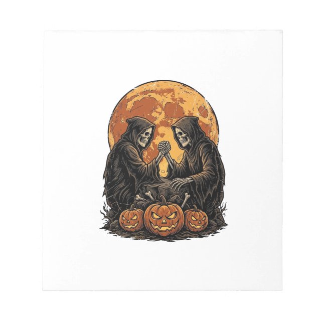 Vintage Grim Reapers Halloween-pumpavektor Design Anteckningsblock (Framsida)