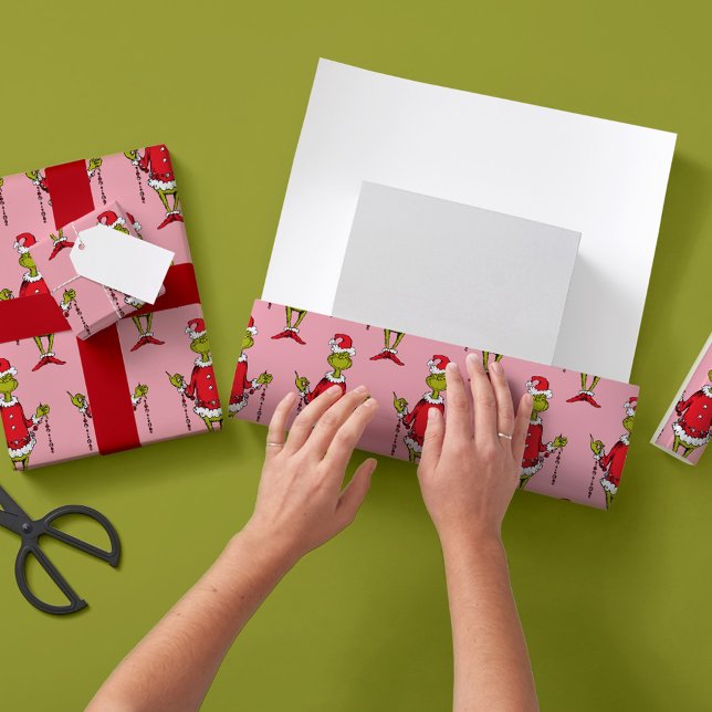 Vintage Grinch jul rosa mönster Presentpapper (Skapare uppladdad)