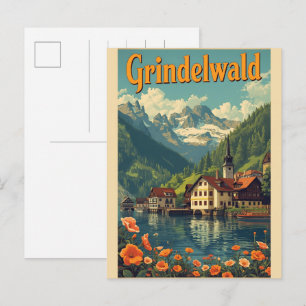 Vintage Grindelwald by Schweiz natur gåva Vykort