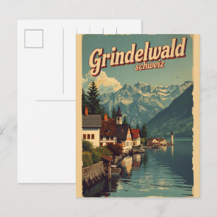 Vintage Grindelwald by Schweiz natur gåva Vykort