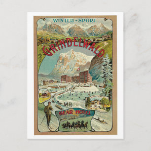 Vintage Grindelwald Schweizisk reseannons Vykort