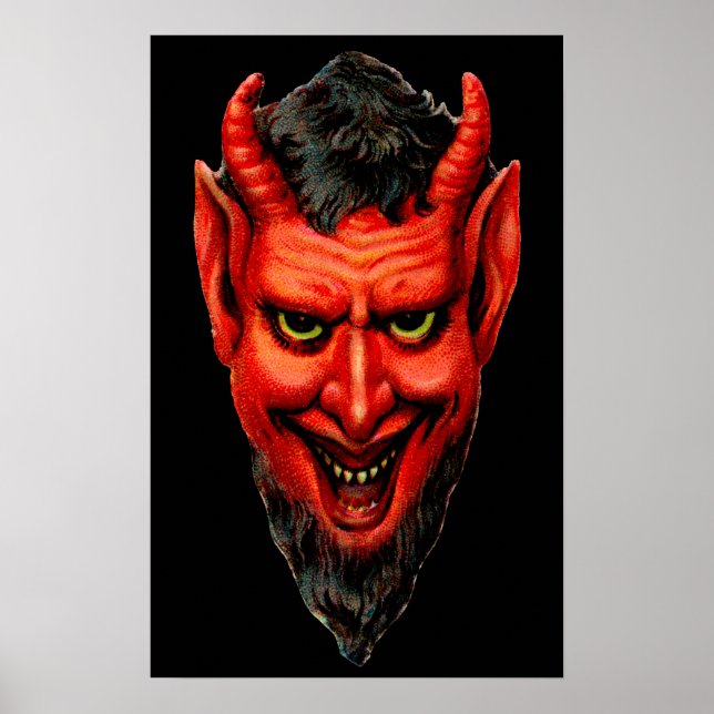Vintage Grinning Krampus Poster (Framsidan)