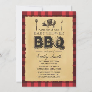 Vintage Gris Roast Baby Shower BBQ Inbjudningar