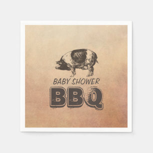 Vintage Gris Roast Baby Shower BBQ Pappersservett