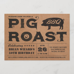 Vintage Gris Roast BBQ Birthday Call Kraft Inbjudningar