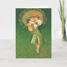 Vintage grisjungfru Shamrock St Patrick's Day-kort Kort