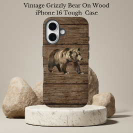 Vintage Grizzly Bear iPhone 16 Fodral
