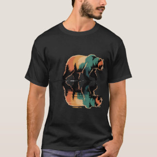 Vintage Grizzlybjörn Vattenreflektion Vilda Djur T Shirt