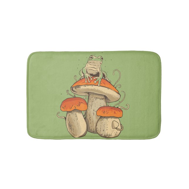 Vintage groda med svampbete badrumsmatta (Framsidan)