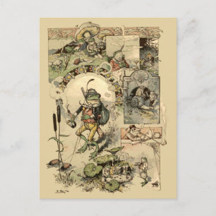 Vintage grodor sniglar svampar vykort