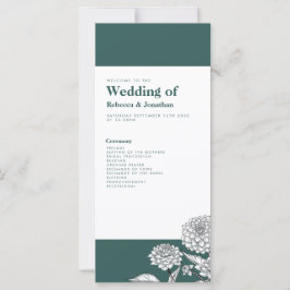 Vintage grön blomsterbröllopsprogram