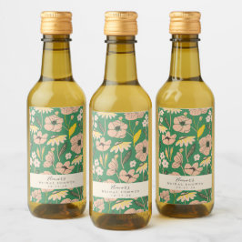 Vintage Grön Boho Blommig Anpassad Bröllopsdusch   Vinetikett