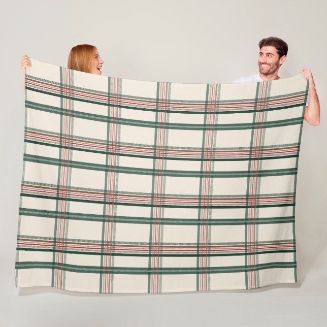 Vintage grön brun rutig estetisk fleece (På plats)