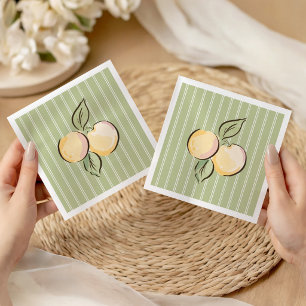 Vintage Grön Citron Citrus Babyfirande  Pappersservett