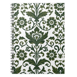 Vintage grön damask blommig kök  anteckningsbok