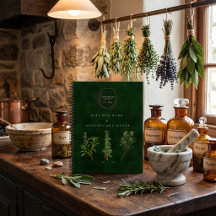 Vintage grön kökshjälte & apoteks botaniska