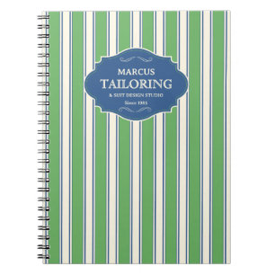 Vintage Grön och Blå Randig  Personlig Logo Anteckningsbok