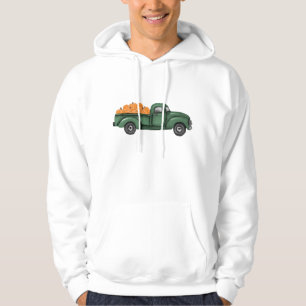 Vintage grön pumpa skördetruck Hoodie