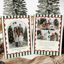 Vintage grön rand Glad jul familjefoto