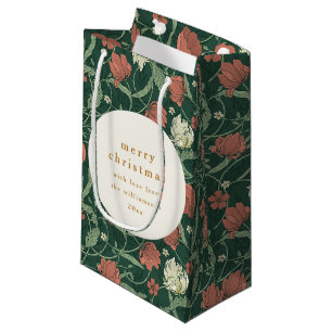 Vintage Grön Röd Blommig Anpassad God Jul