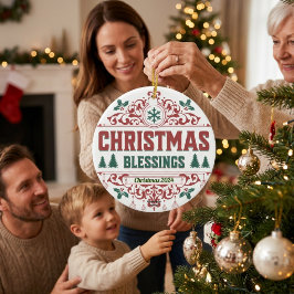 Vintage GRÖN/RÖD Elegant JULSEGEL 2024 Julgransprydnad Keramik