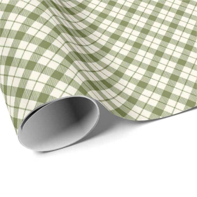 Vintage grön rutig julplaid presentpapper (Rullad Hörn)