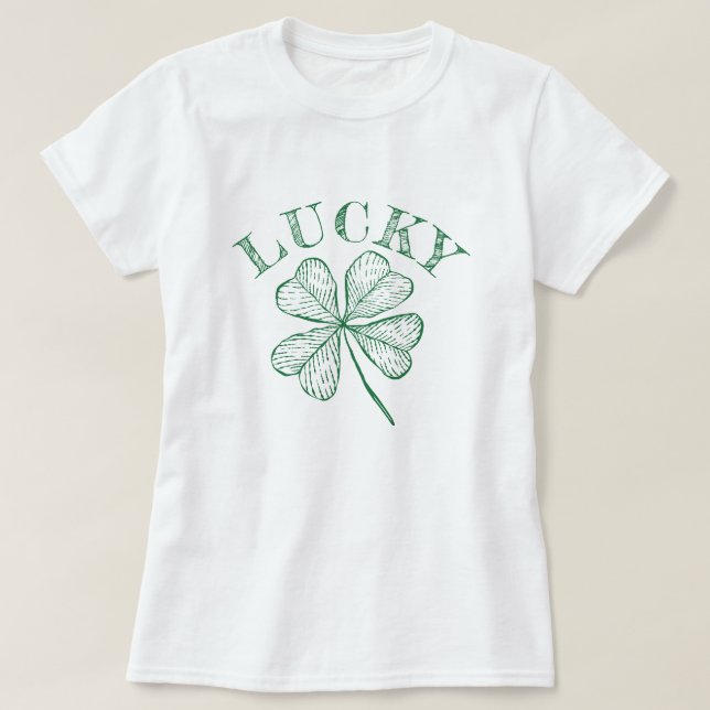 Vintage grön Shamrock St Patrick's Day  T Shirt (Design framsida)