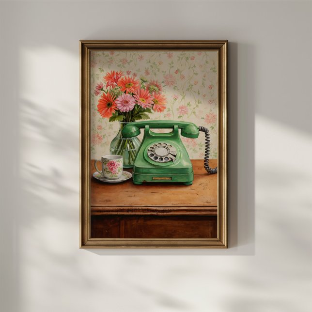 Vintage grön telefon poster (Skapare uppladdad)