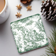 Vintage Grön Toile de Jouy Par