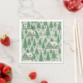 Vintage grön Toile jul firande Pappersservett