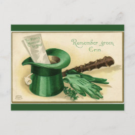Vintage grön topp hatt handskar pipa Shamrock Vykort