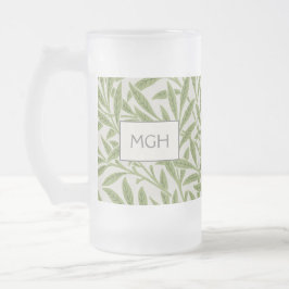 Vintage gröna pilbladmonogram frostat ölglas