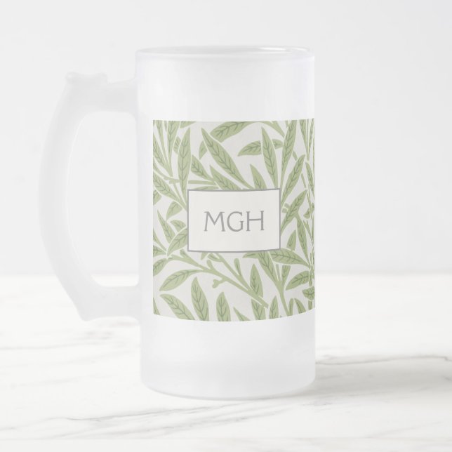 Vintage gröna pilbladmonogram frostat ölglas (Vänster)