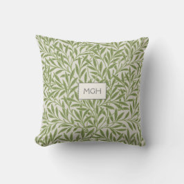 Vintage gröna pilbladmonogram kudde